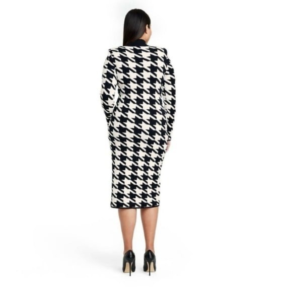 Sergio Hudson x Target Houndstooth Strong Shoulder Sweater Midi Dress (XXS) NWT - Picture 2 of 6